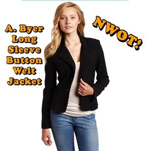 A. Byer Black Long Sleeve Button Welt Jacket